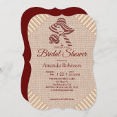 タン – マルサラワイン&ピンクのテクスチャ 招待状 (正面/裏面)