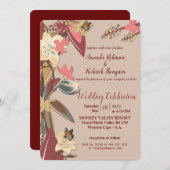 タン – マルサラワイン，ピンクの結婚色合い 招待状 (正面/裏面)