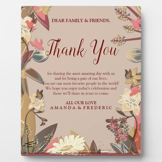 タン - マルサラ ワイン & ピンクの色彩のツイスト フォトプラーク (正面)