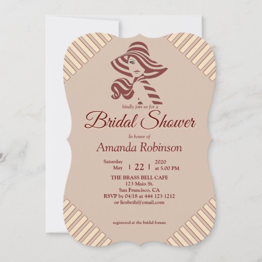 タン - マルサラ ワイン & モダンなピンク 招待状 (正面)