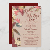 タン、マールサラ ワイン - ピンクのウェディング シャワーのひねり 招待状 (正面/裏面)