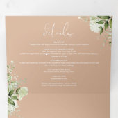 タン モダン ボタニカル グリーンナリー フォト ウェディング 三つ折り招待状 (内部最初)