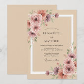 タン ラッシュ ボタニカル ウェディング 招待状 (正面/裏面)