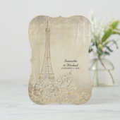 タン ヴィンテージ パリ パリジャン スタイリッシュ カップル シャワー 招待状 (スタンド正面)