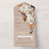タン&素朴クリーム秋フローラ&葉ディナーなし オールインワン招待状 (内側)