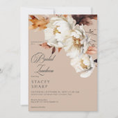 タン&素朴クリーム秋フローラ&葉ランチョーン 招待状 (正面)