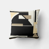 タン、茶色がかった黒、白航海の色の抽象芸術 クッション (裏面)