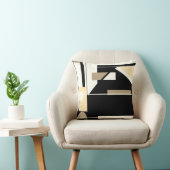 タン、茶色がかった黒、白航海の色の抽象芸術 クッション (椅子)