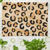 タン、黒およびブラウンのヒョウのプリントパターン キッチンタオル (折り畳み)