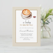 タンAベビーはコーヒーカップの赤ちゃんシャワーを醸造している 招待状 (スタンド正面)