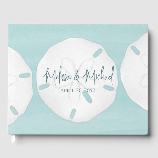 ターキウス結婚のビーチミニマリスト砂ドル ゲストブック (正面)