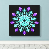 ターキオースと紫のネオンの花 キャンバスプリント (インサイチュ (ウッドフロア))