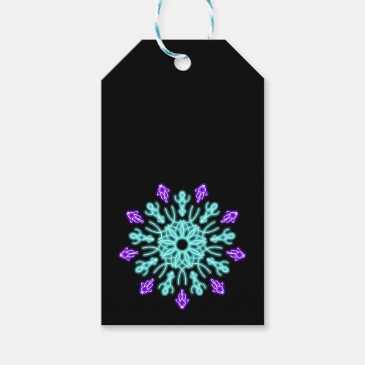 ターキオースと紫のネオンの花 ギフトタグ (正面)