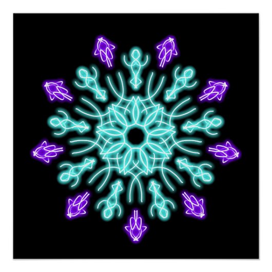 ターキオースと紫のネオンの花 ポスター (正面)