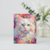 ターキッカラフルクアンゴラ猫 ポストカード (スタンド正面)