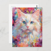 ターキッカラフルクアンゴラ猫 ポストカード (正面/裏面)
