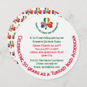 ターキッシュアイリッシュアメリカンシャムロック誕生日招待状 招待状 (正面/裏面)