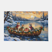 ターキッシュアンゴラキャットのクリスマスボートホリデー ドアマット (正面)