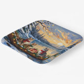 ターキッシュアンゴラキャットのクリスマスボートホリデー ペーパープレート (傾斜あり)