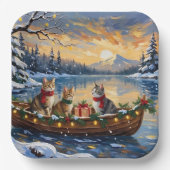 ターキッシュアンゴラキャットのクリスマスボートホリデー ペーパープレート (正面)