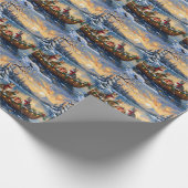 ターキッシュアンゴラキャットのクリスマスボートホリデー ラッピングペーパー (角)