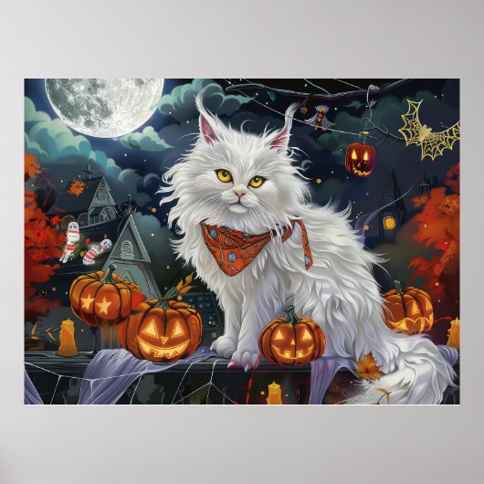 ターキッシュアンゴラキャットのハロウィーン ポスター (正面)
