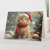 ターキッシュアンゴラキャットクリスマスヴィンテージビーチ カード (正面)