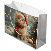 ターキッシュアンゴラキャットクリスマスヴィンテージビーチ ラージペーパーバッグ (裏面アングル)