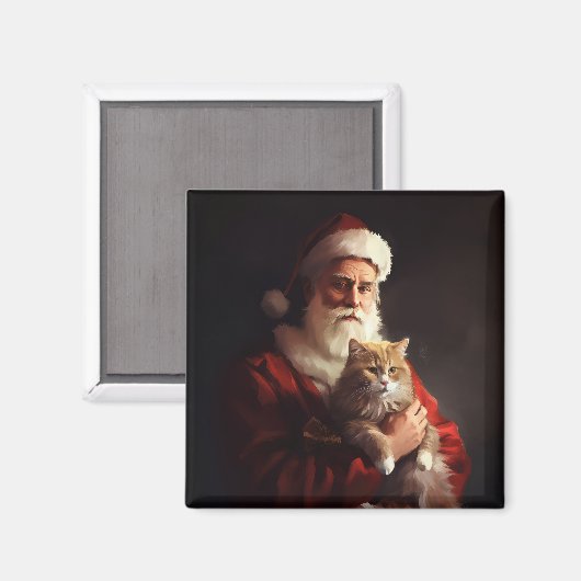 ターキッシュアンゴラキャットサンタクロースフェスティバルクリスマス マグネット (正面/裏面)