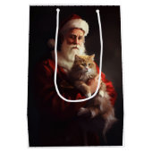 ターキッシュアンゴラキャットサンタクロースフェスティバルクリスマス ミディアムペーパーバッグ (裏面)