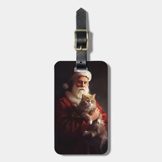 ターキッシュアンゴラキャットサンタクロースフェスティバルクリスマス ラゲッジタグ (正面縦)