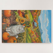 ターキッシュアンゴラキャット秋の収穫感謝祭 ジグソーパズル (横)