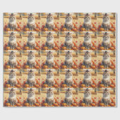 ターキッシュアンゴラキャット紅葉感謝祭アート ラッピングペーパー (フラット)