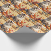 ターキッシュアンゴラキャット紅葉感謝祭アート ラッピングペーパー (角)
