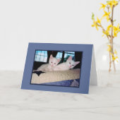 ターキッシュアンゴラ子猫グリーティングカード カード (黄色い花)