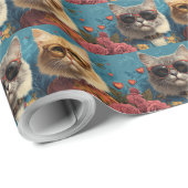 ターキッシュアンゴラ猫とハートバラバレンタインデー ラッピングペーパー (ロールコーナー)