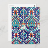 ターキッシュイズニクオットマンフローラデザインパターン ポストカード (正面/裏面)