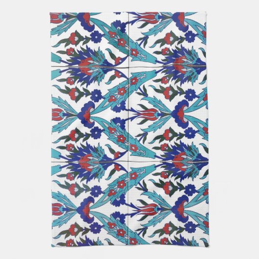 ターキッシュイズニク花の模様 キッチンタオル (縦)