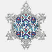 ターキッシュイズニク花の模様 スノーフレークピューターオーナメント (正面)