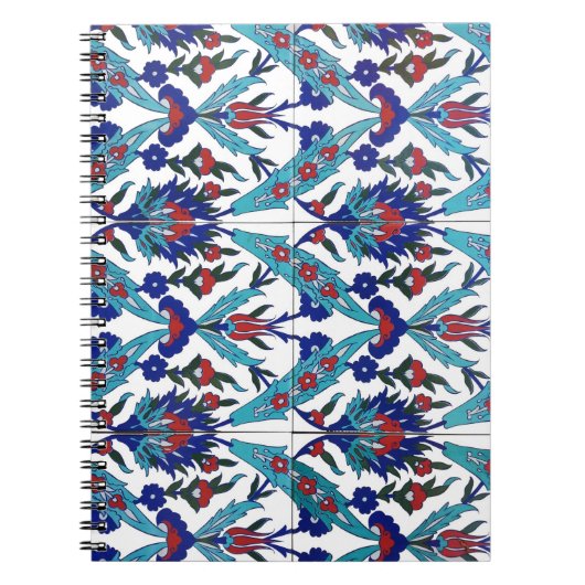 ターキッシュイズニク花の模様 ノートブック (正面)