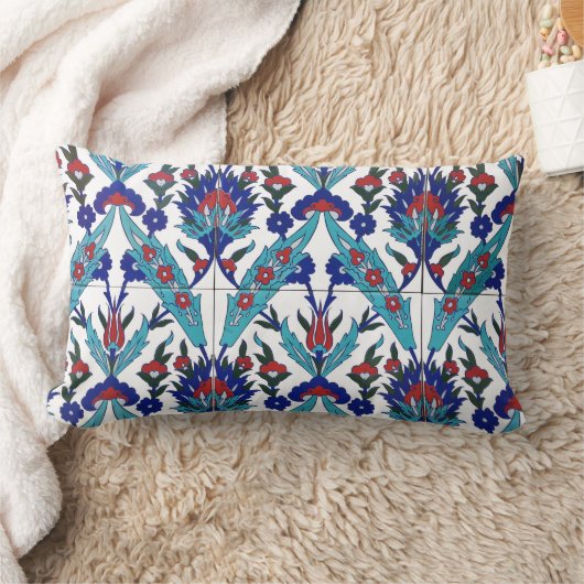 ターキッシュイズニク花の模様 ランバークッション (ブランケット)