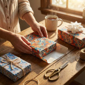 ターキッシュエブルウォーターマーブリングアート紙 ラッピングペーパーシート