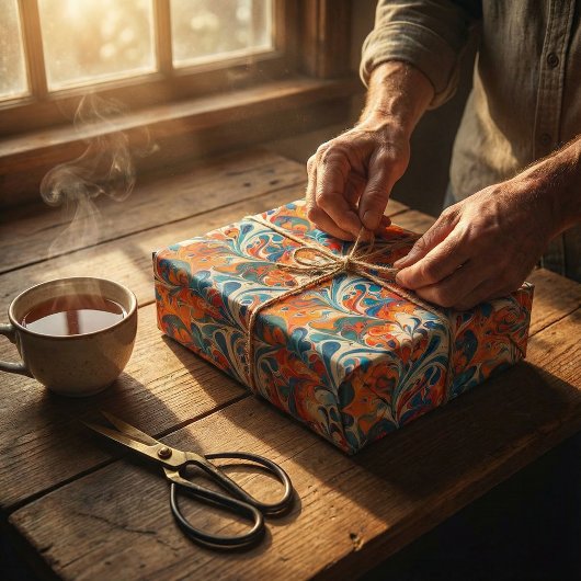 ターキッシュエブルウォーターマーブリングアート紙 ラッピングペーパーシート