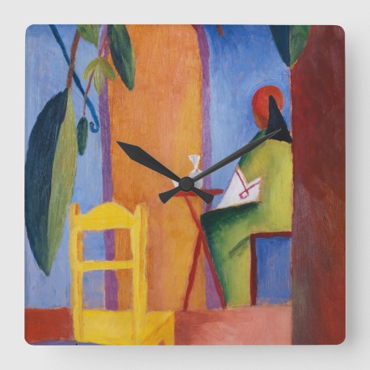 「ターキッシュカフェ」アートウォール時計 スクエア壁時計 (正面)