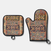 ターキッシュカーペットラグアンティークキリム 鍋つかみ&鍋敷きセット (正面)