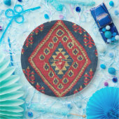 ターキッシュキリムカーペットラグアンティークレッドブルー ペーパープレート (パーティー)