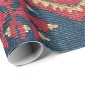ターキッシュキリムカーペットラグアンティークレッドブルー ラッピングペーパー (ロールコーナー)