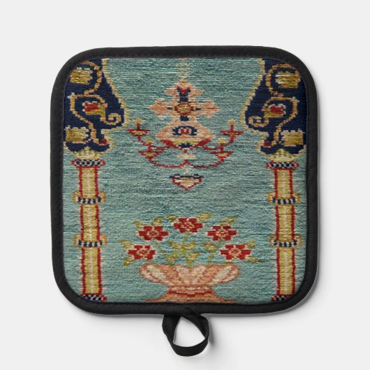 ターキッシュキリムカーペットラグアンティーク 鍋敷き (正面)