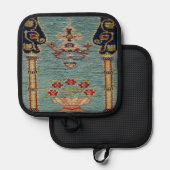 ターキッシュキリムカーペットラグアンティーク 鍋敷き (正面/裏面)