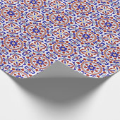 ターキッシュタイルアートレッドブルーホワイトデザイン ラッピングペーパー (角)